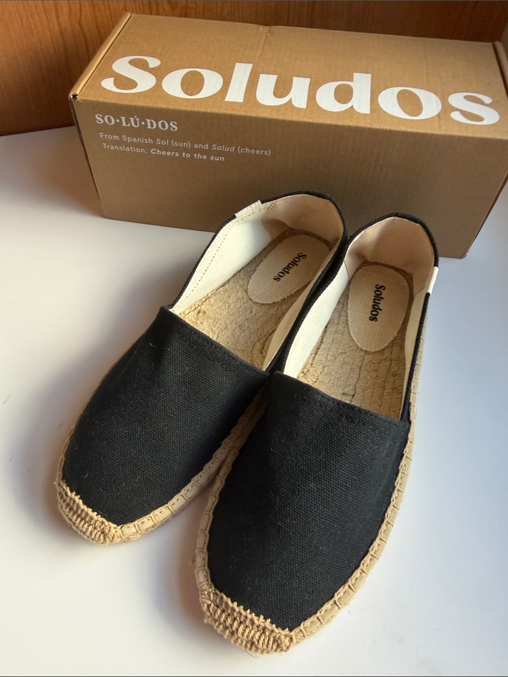 NIB Soludos Black Canvas Espadrille Slip-On Flats
